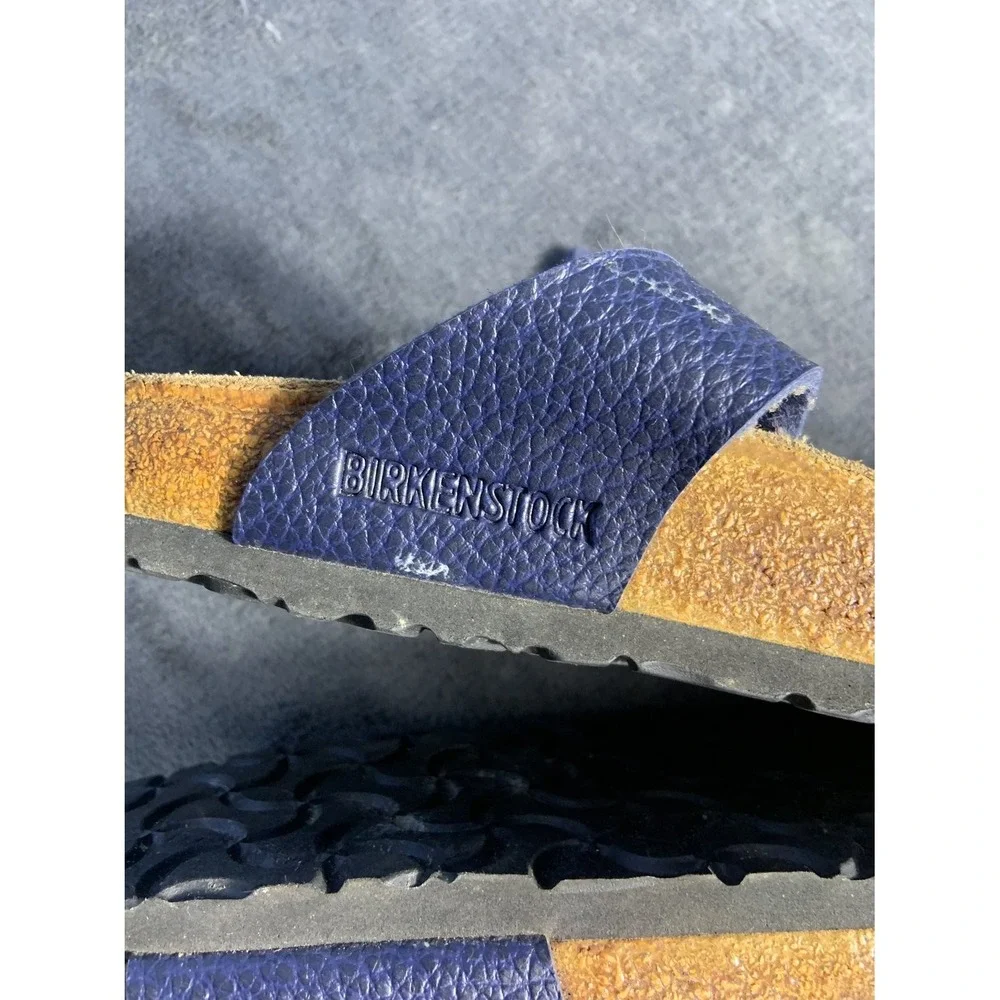Birkenstock Gizeh Navy Blue Pebbled Leather Thong Sandals Women's 37 EU US 6-6.5